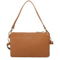 Leder-Schultertasche mit drei Reißverschlussfächern