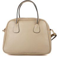 Gewölbte Henkeltasche aus genarbtem Leder