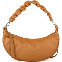 Halbmond-Ledertasche mit gerafftem Griff
