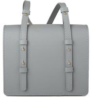 Strukturierte Leder-Schultertasche mit Klappe
