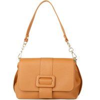 Gekörnte Leder-Schultertasche mit Schnalle