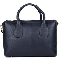 Strukturierte Leder-Handtasche mit Henkeln