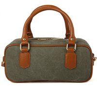 Strukturierte Bowlingtasche mit Lederbesatz