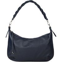 Hobo-Tasche aus genarbtem Leder mit Flechtgriff