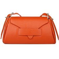 Strukturierte Leder-Schultertasche mit Umschlag