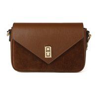 Strukturierte Leder- und Wildledertasche
