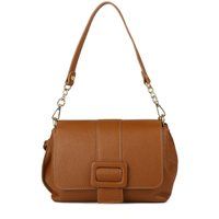 Schultertasche mit Zierschnalle aus Leder