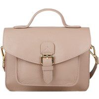 Strukturierte Leder-Satchel mit Schnalle
