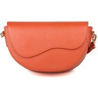 Halbrunde Ledertasche mit Wellenklappe