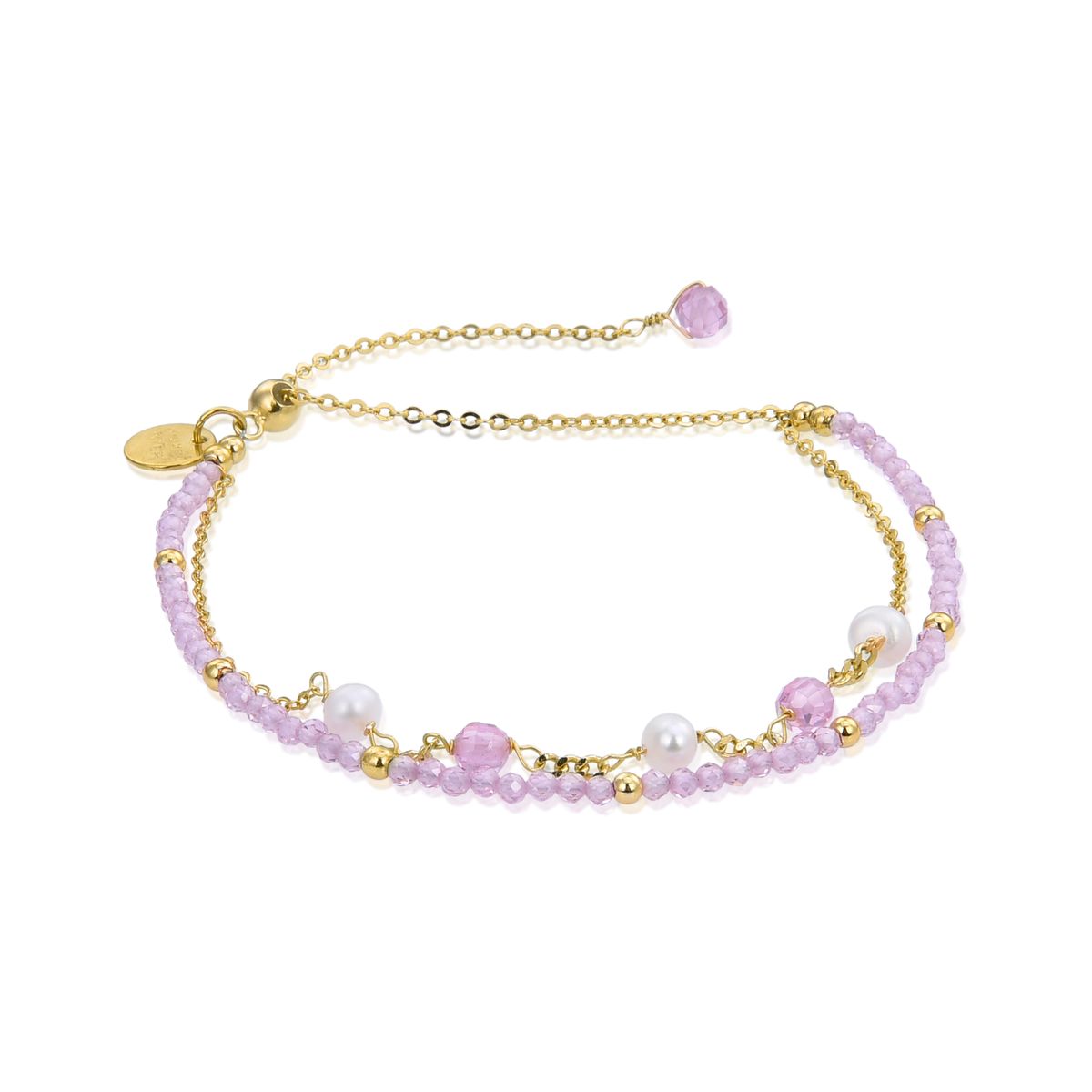 Doppelreihiges Perlenarmband mit Kristallen
