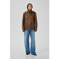 Oversize Kunstlederjacke im Utility-Stil