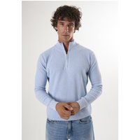 Strukturierter Baumwollpullover mit Reißverschluss