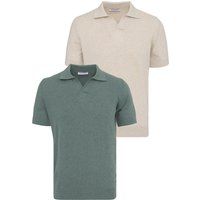 Kurzärmeliges Feinstrick-Poloshirt-Duo