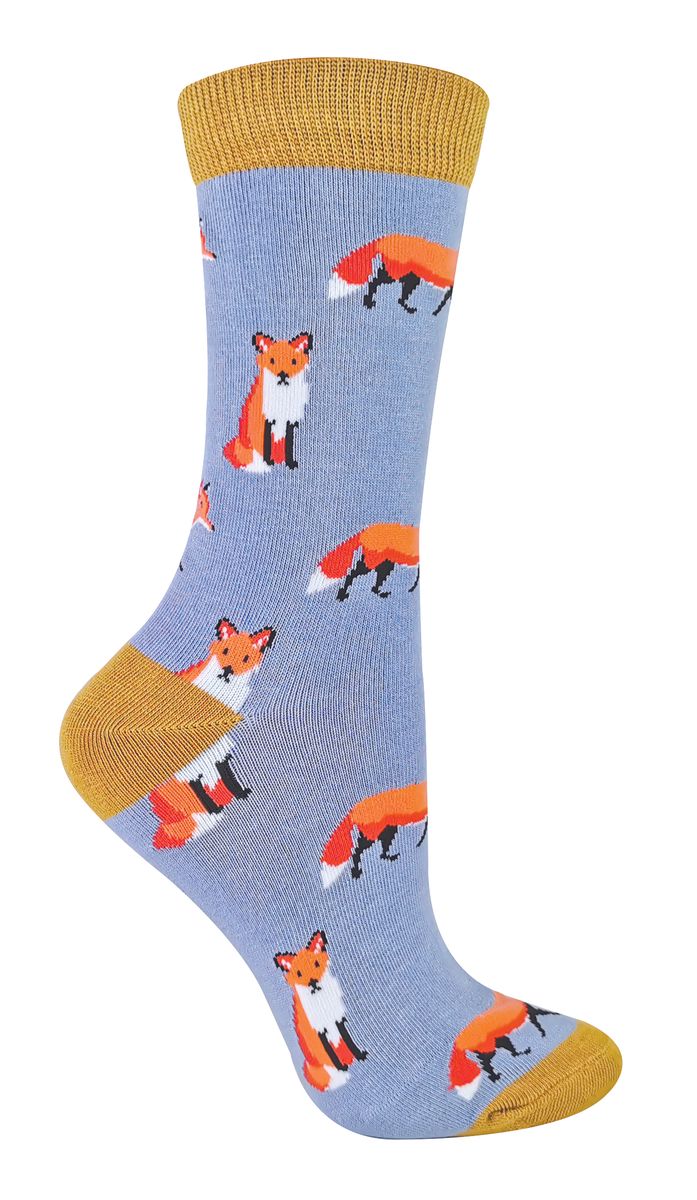 Bambus-Crew-Socken mit Fuchsmotiv