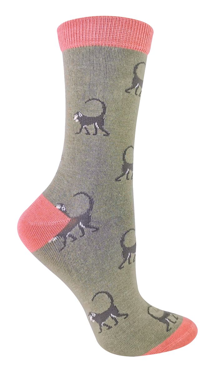 Socken mit Affen-Muster aus Bambus