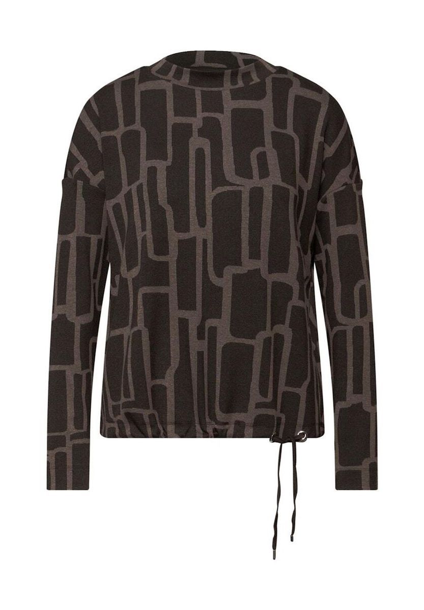 Grafikdruck Rollkragen Langarmshirt