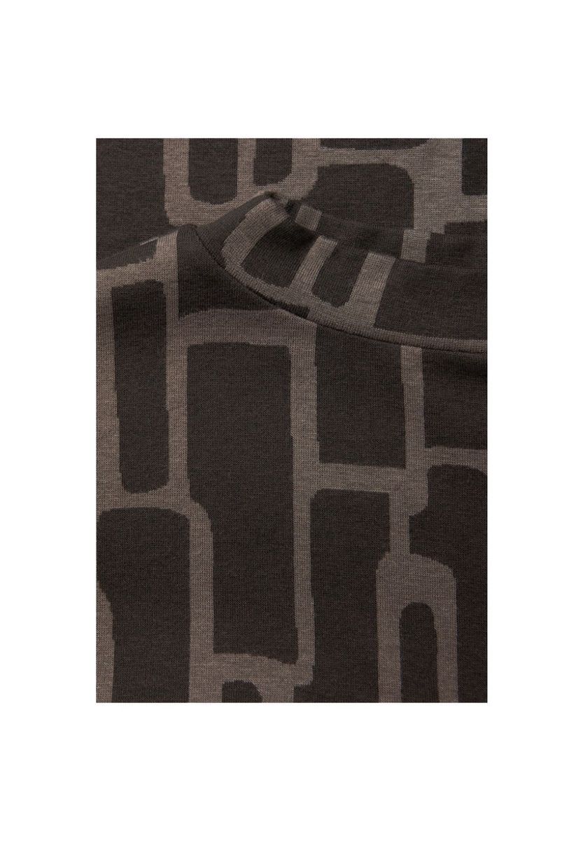 Grafikdruck Rollkragen Langarmshirt