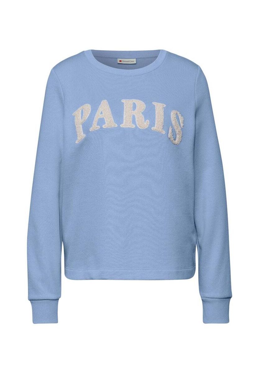 Blaues Rundhals-Sweatshirt mit PARIS-Text
