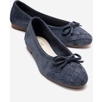 Wildleder-Ballerinas mit geflochtener Kappe