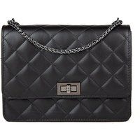 Gesteppte Leder-Schultertasche mit Kette