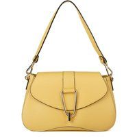 Strukturierte Leder-Schultertasche mit Metalldetail