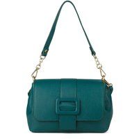 Genarbte Leder-Schultertasche mit Schnalle