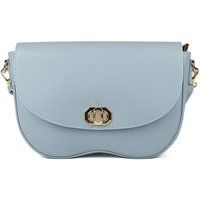 Strukturierte Leder-Schultertasche mit Wellensaum