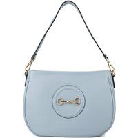 Schultertasche aus Narbenleder mit Trensendetail