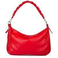 Hobo-Tasche aus genarbtem Leder mit Flechtgriff
