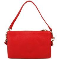 Kompakte Lederschultertasche mit Dreifach-Reißverschluss