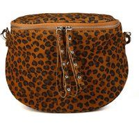 Halbmond-Schultertasche mit Leopardenmuster