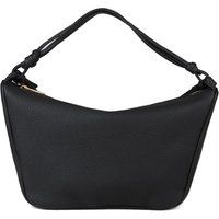 Strukturierte Leder-Schultertasche in Bogenform