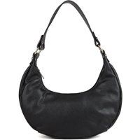 Halbmond-Schultertasche aus genarbtem Leder