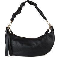 Geraffte Leder-Halbmondtasche