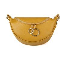 Halbmöndförmige Schultertasche aus genarbtem Leder