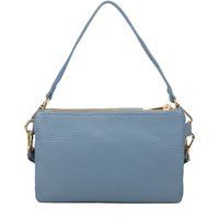 Leder-Schultertasche mit drei Fächern