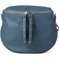 Halbmondförmige Lederschultertasche mit Nieten