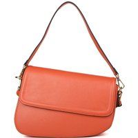Asymmetrische Leder-Schultertasche mit Klappe