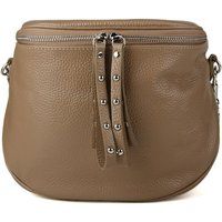 Genarbte Schultertasche mit Nieten
