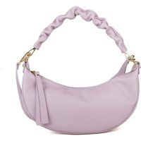 Halbmond-Ledertasche mit gerafftem Riemen
