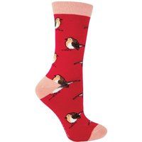 Socken mit verspieltem Rotkehlchen-Muster