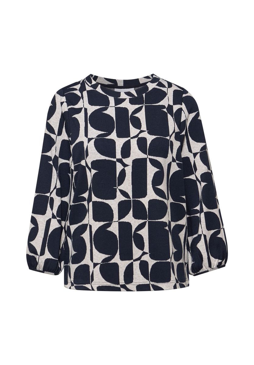 Top mit abstraktem Muster und 7/8-Ärmeln