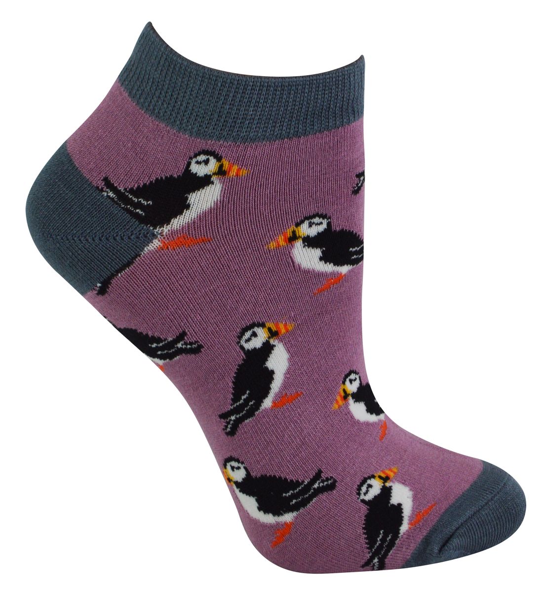Verspielte Sneaker-Socken mit Papageientaucher-Muster