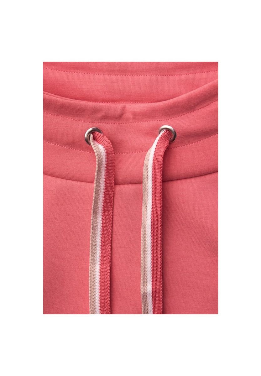 Korallfarbenes Rollkragen-Sweatshirt mit Kordelzug