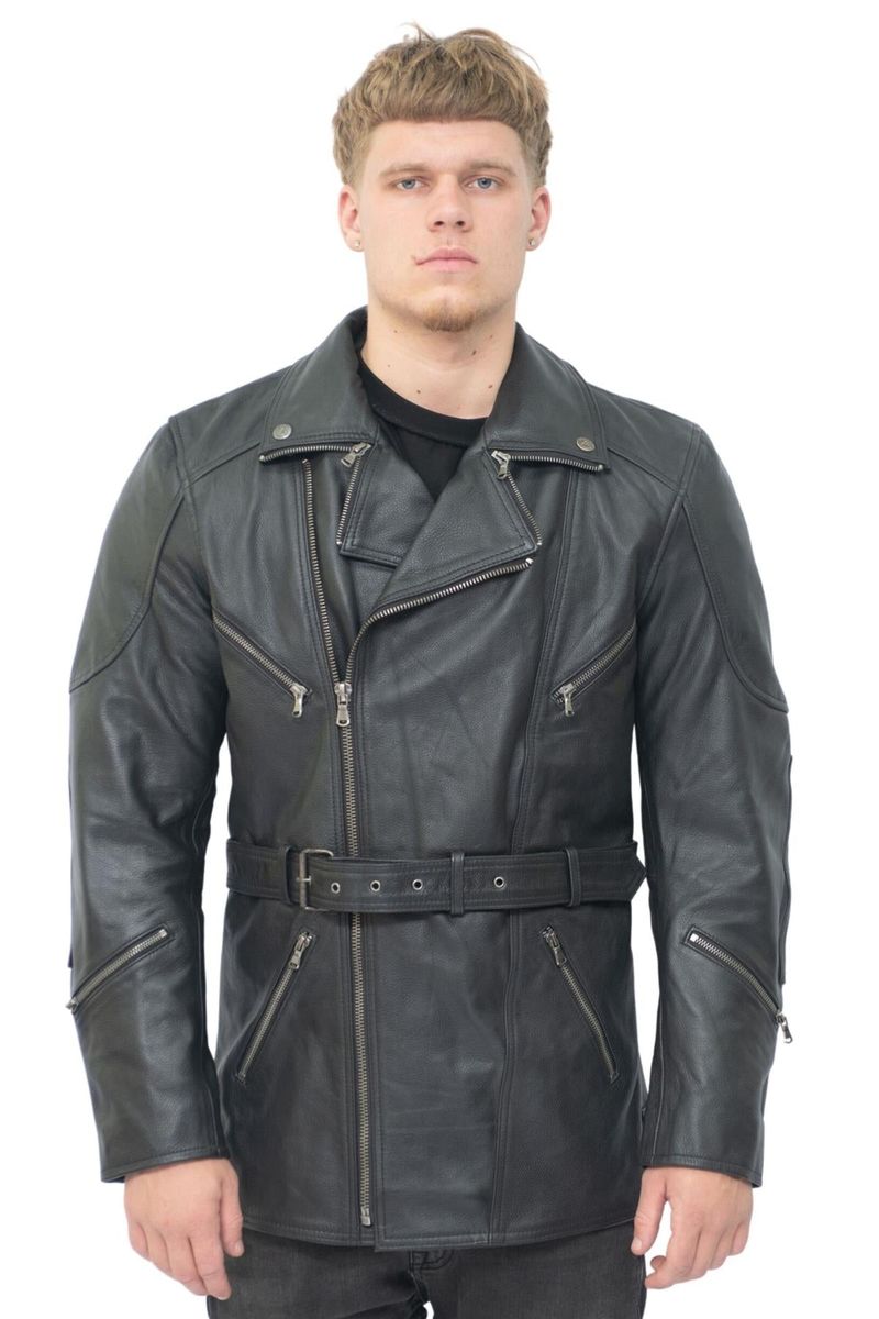 Klassische 3/4 Leder Bikerjacke