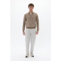 Feinstrick-Polopullover mit Halbreißverschluss