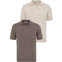 Kurzärmeliges Set aus Feinstrick-Poloshirts