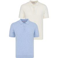 Kurzärmliges Feinstrick-Polo im Doppelpack