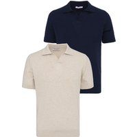 Strickpoloshirt-Set mit offenem Kragen