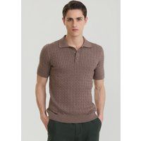 Kurzarm-Poloshirt mit Zopfmuster